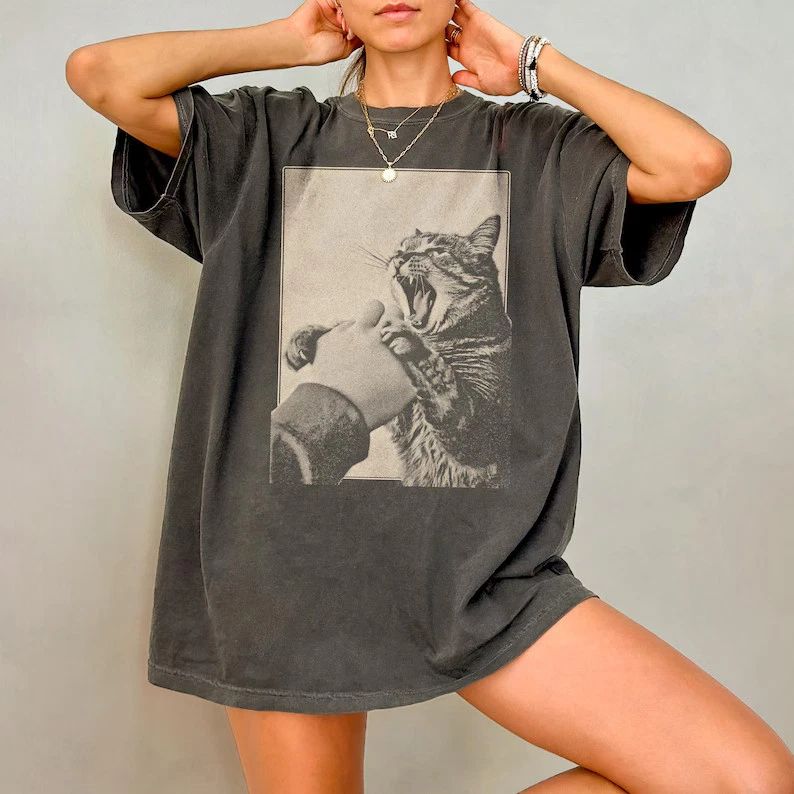 Cat Bite Funny Cat Comfort Tee Pet Lover Gift