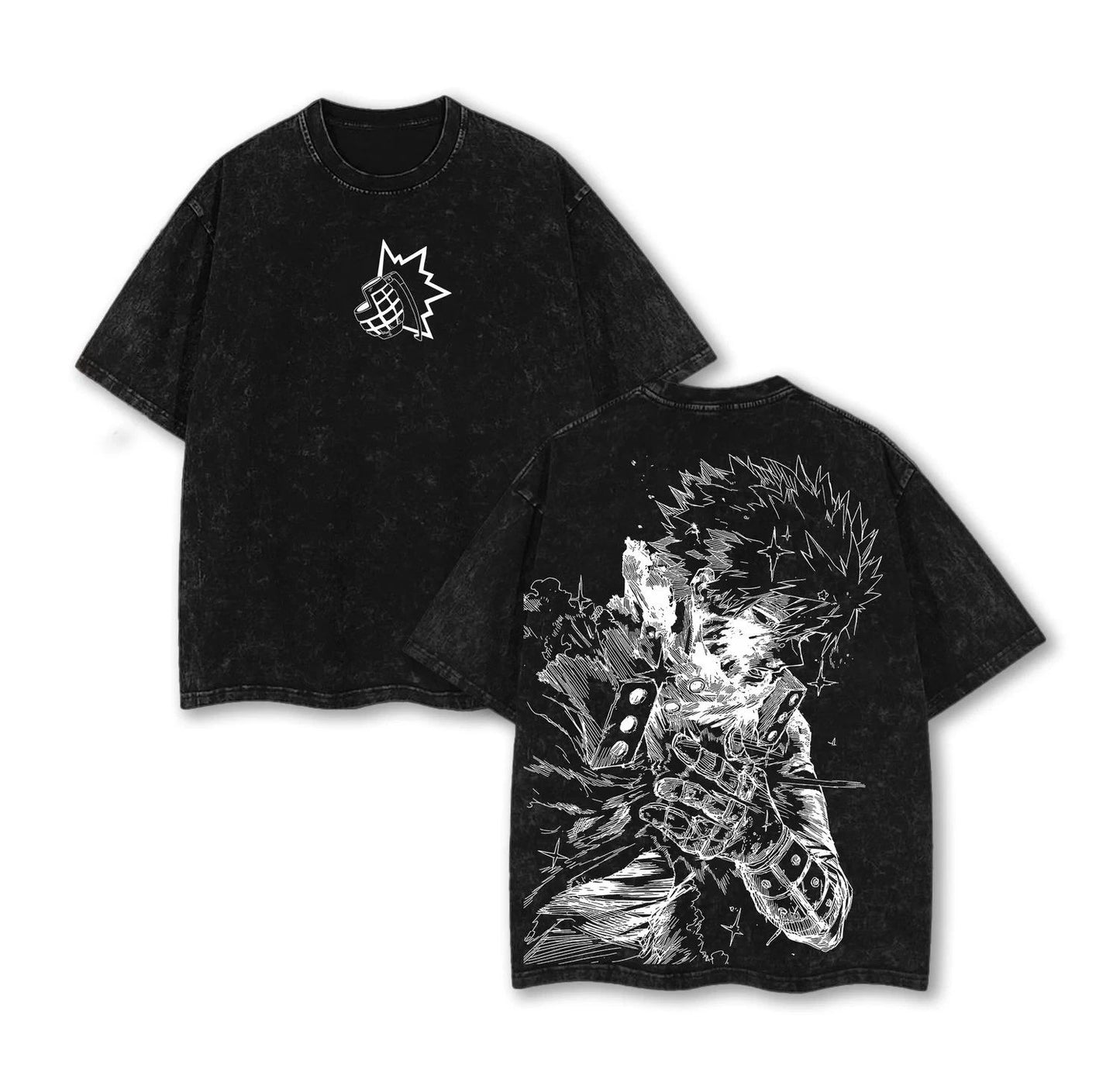 Katsuki Bakugo - My Hero Academia Anime Double Printed Vintage Washed Tee