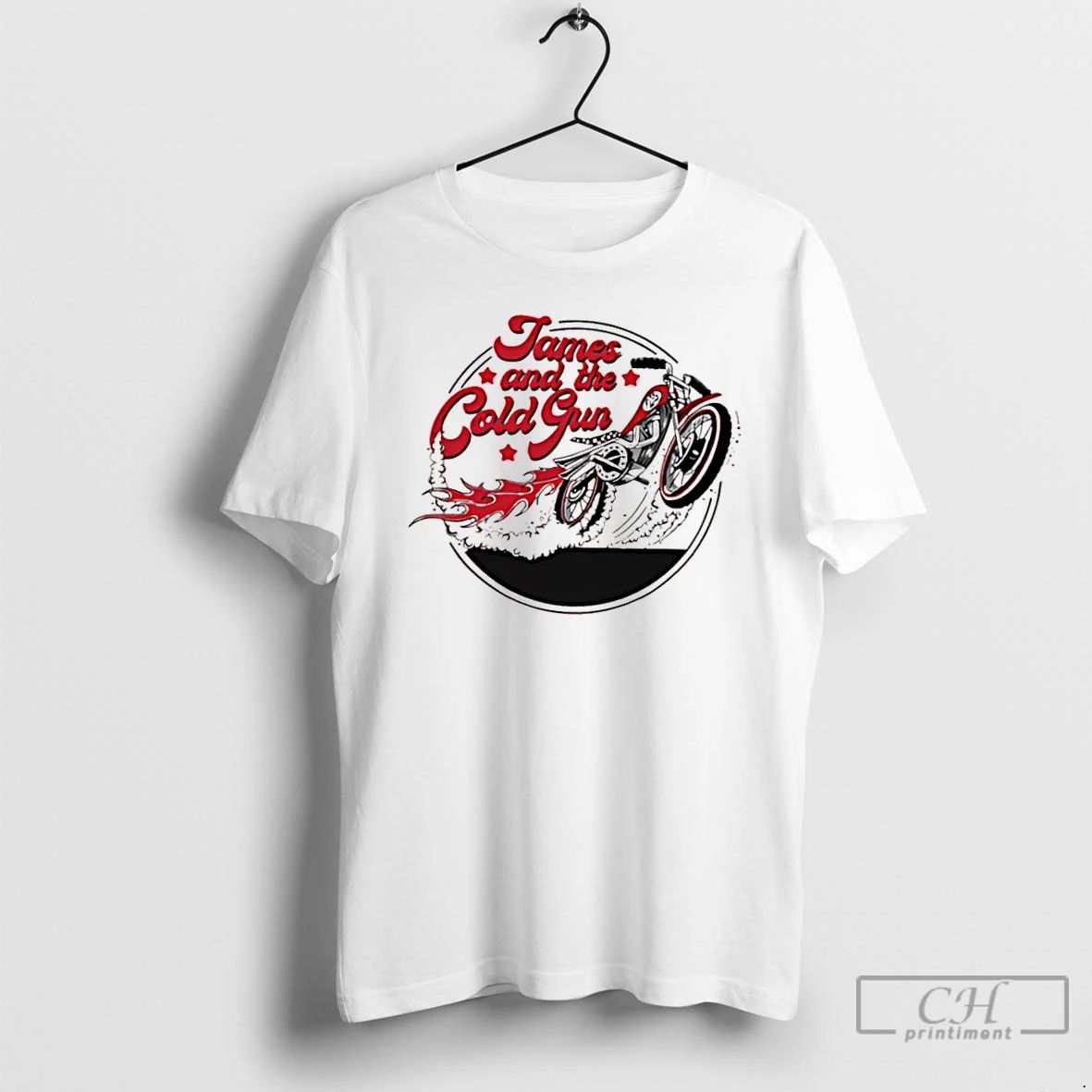 Classic James And The Cold Gun Motorcycle Logo T Shirts