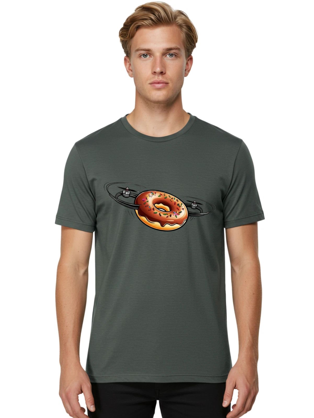 Flying-Donut Mens Graphic Tee, 100% Cotton, Casual Summer Wear