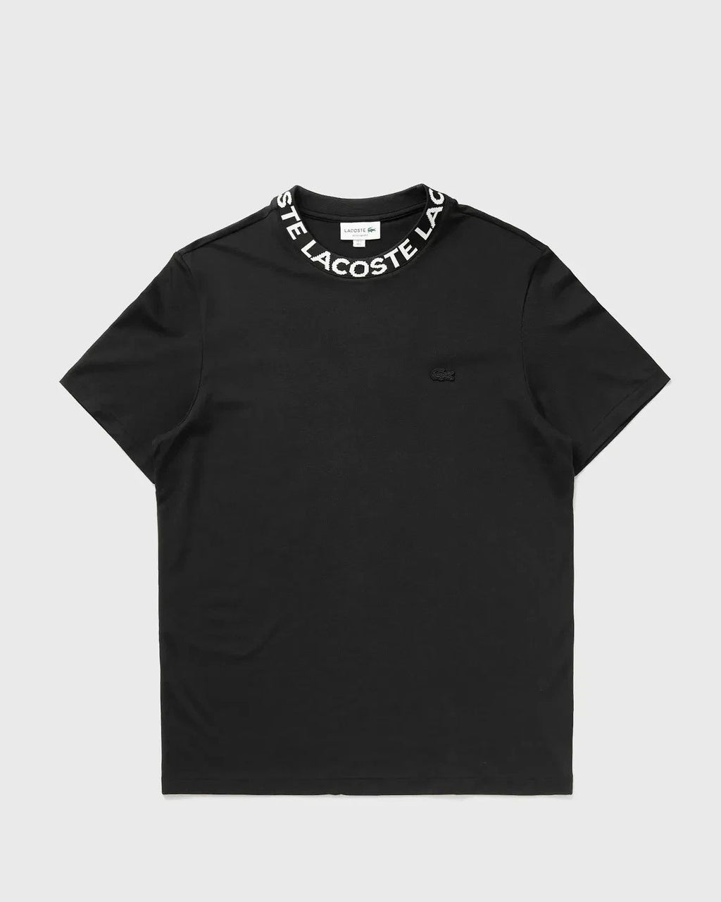 Lacoste T Shirt Mens Black Jacquard Branded Pique Neck Summer White Lightweight