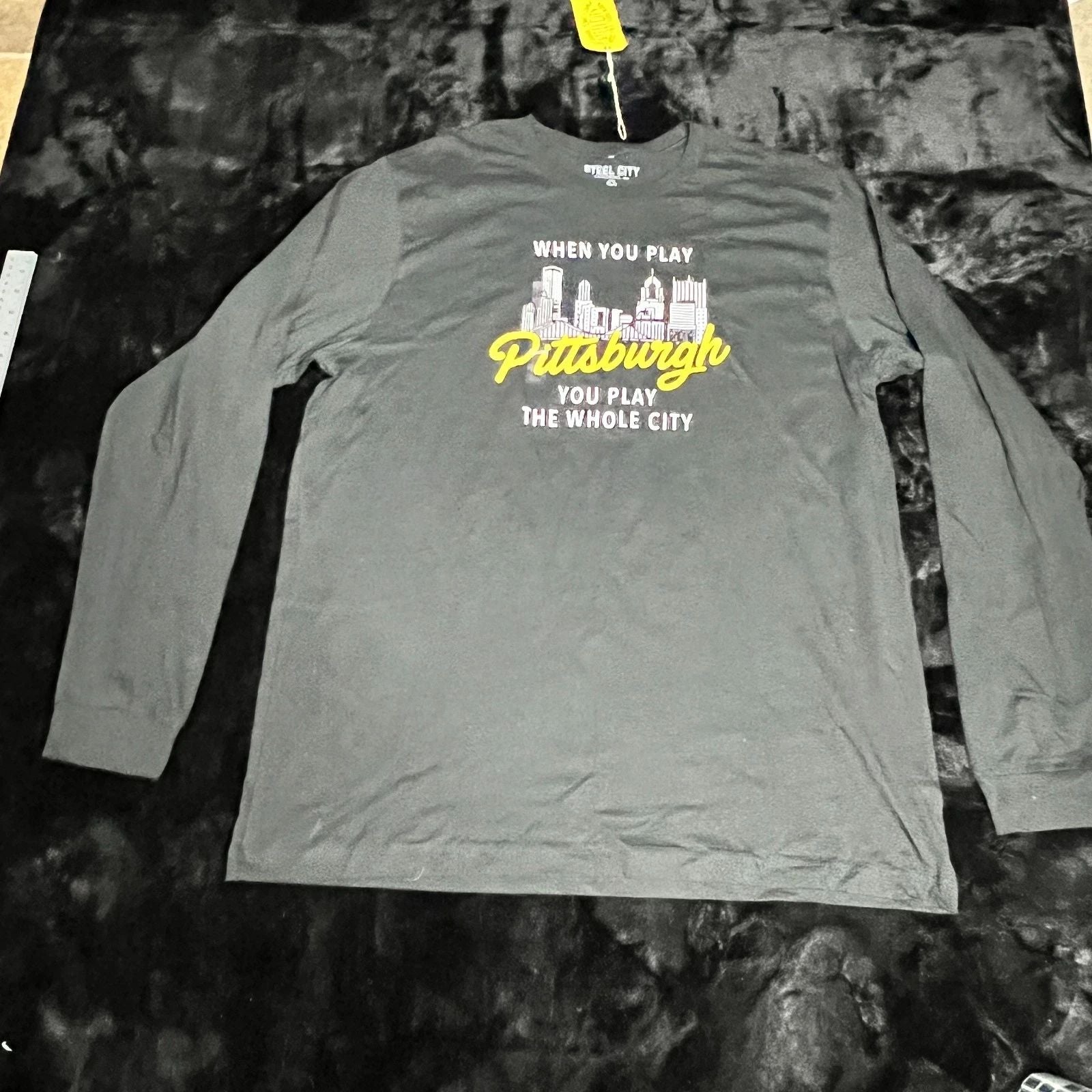 Steel City Pittsburgh Shirt Mens 2XL Black Graphic Everyday Wear Relaxed Fit