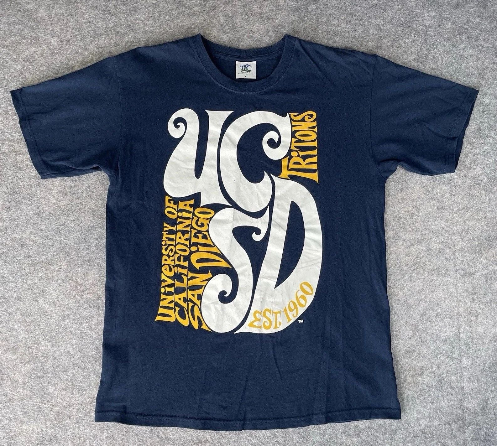 VTG UCSD Tritons Shirt Mens Large Navy Blue UC San Diego Basketball Willy Wonka