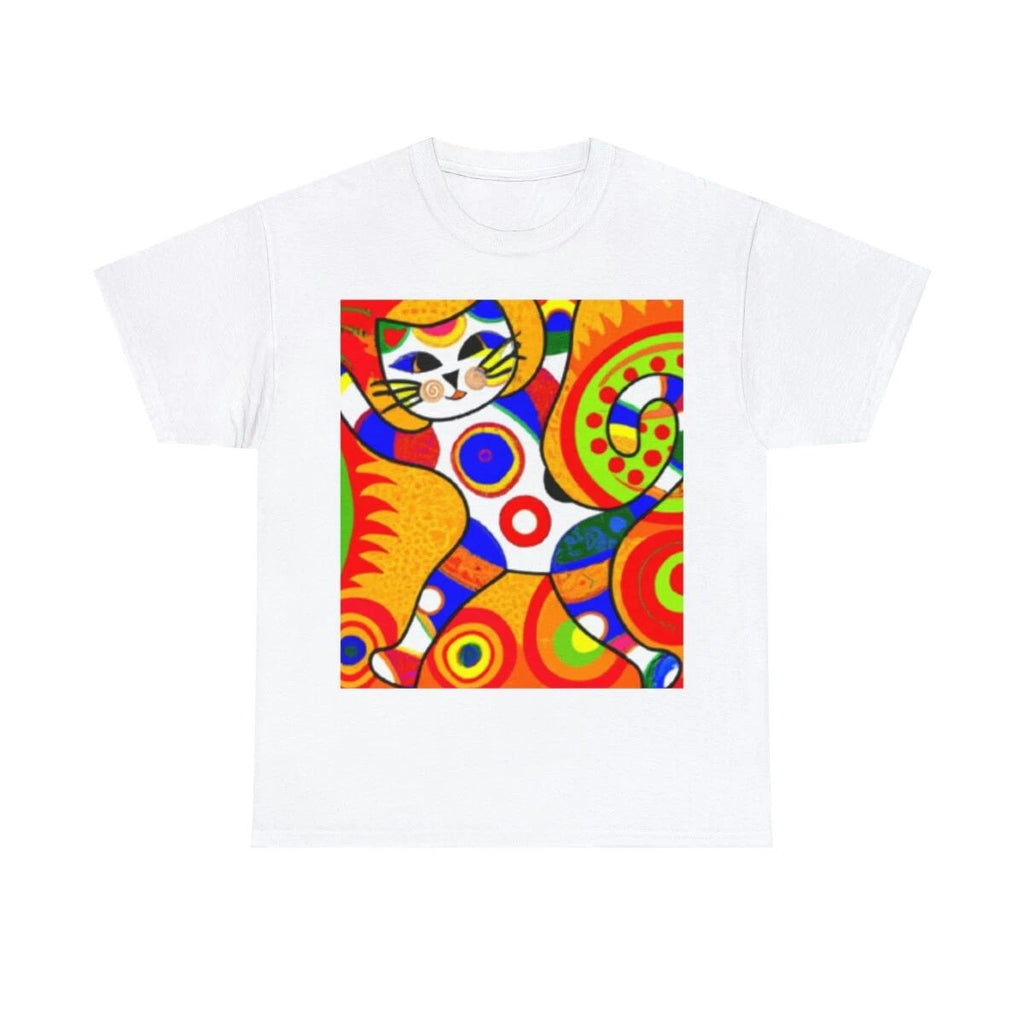 Dancing Cat Tee Abstract Cat Art T Shirt Unisex Heavy Cotton Tee Pet Lover