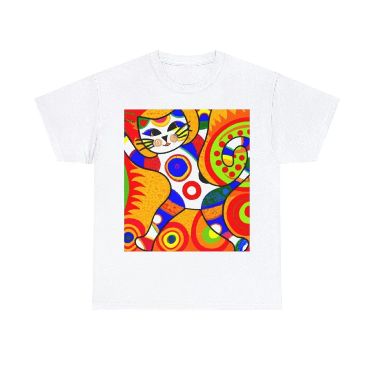 Dancing Cat Tee Abstract Cat Art T Shirt Unisex Heavy Cotton Tee Pet Lover
