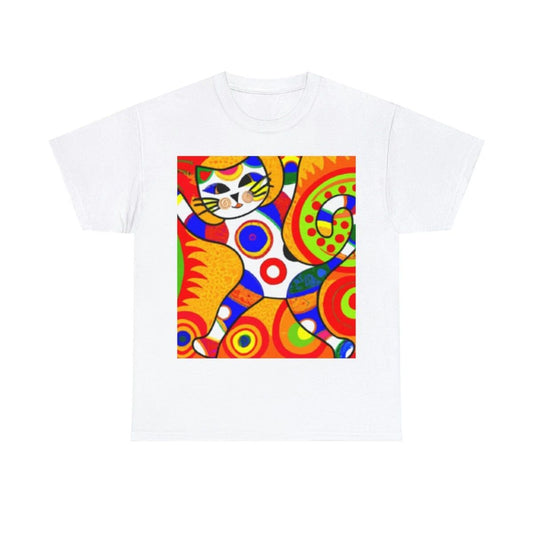 Dancing Cat Tee Abstract Cat Art T Shirt Unisex Heavy Cotton Tee Pet Lover