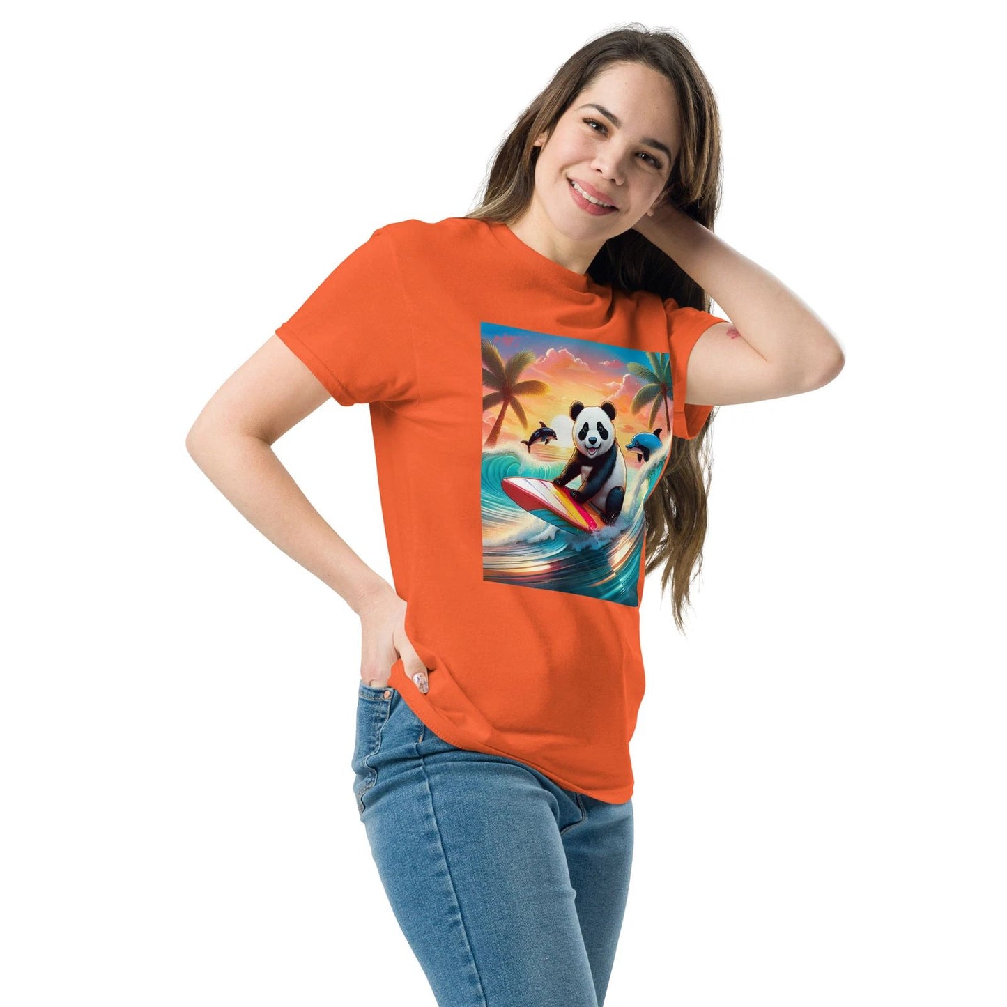 Panda surfing Unisex classic tee