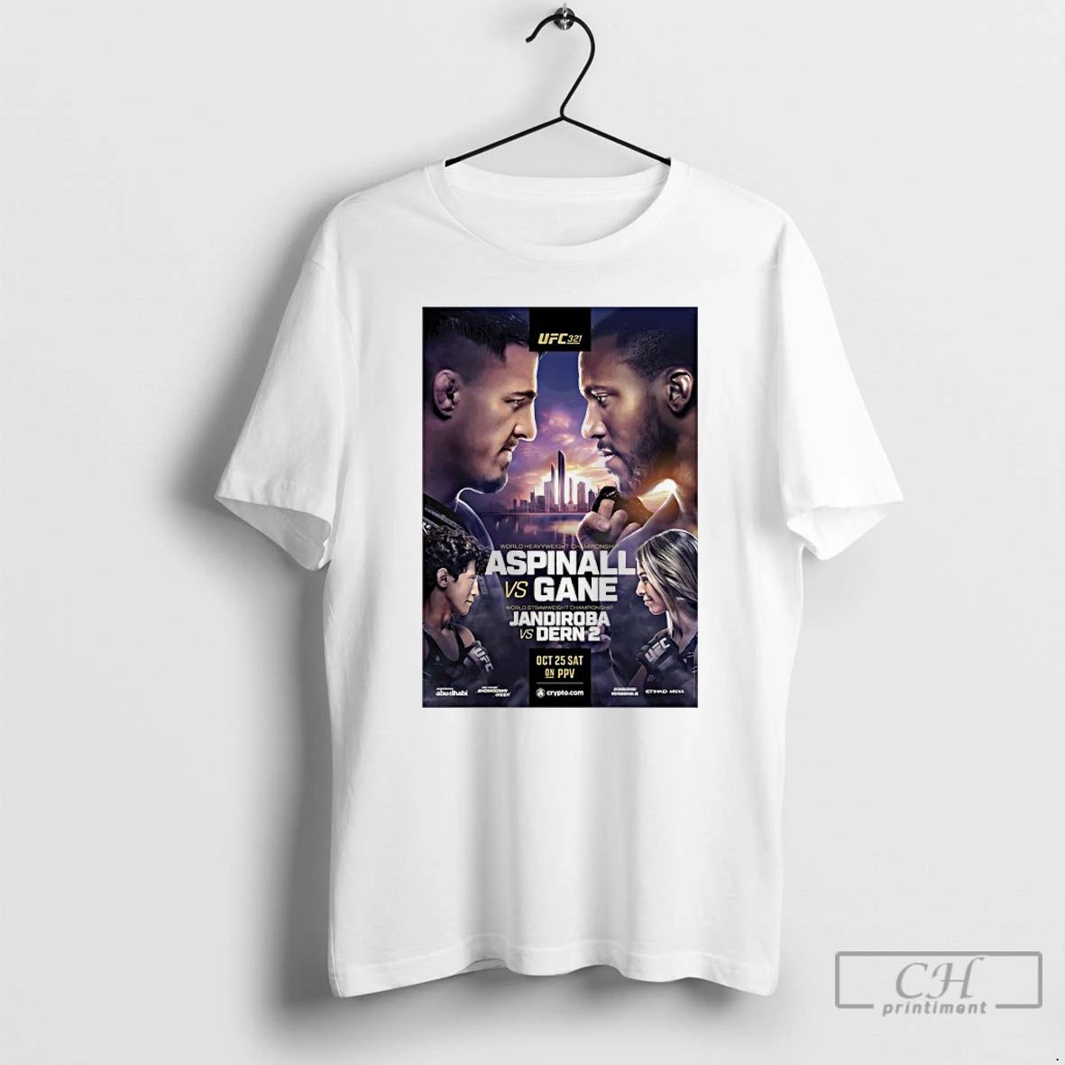 Classic Ufc 321 Aspinall Vs Gane Autographed Event T Shirts
