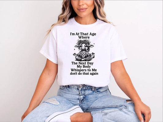 Funny Cow Yoga T-Shirt  Adult Humor Saying Shirt