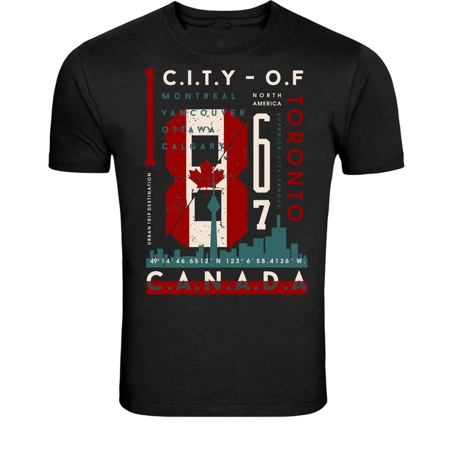 Toronto Canada City Of 1867 T-Shirt - Vintage Travel Skyline