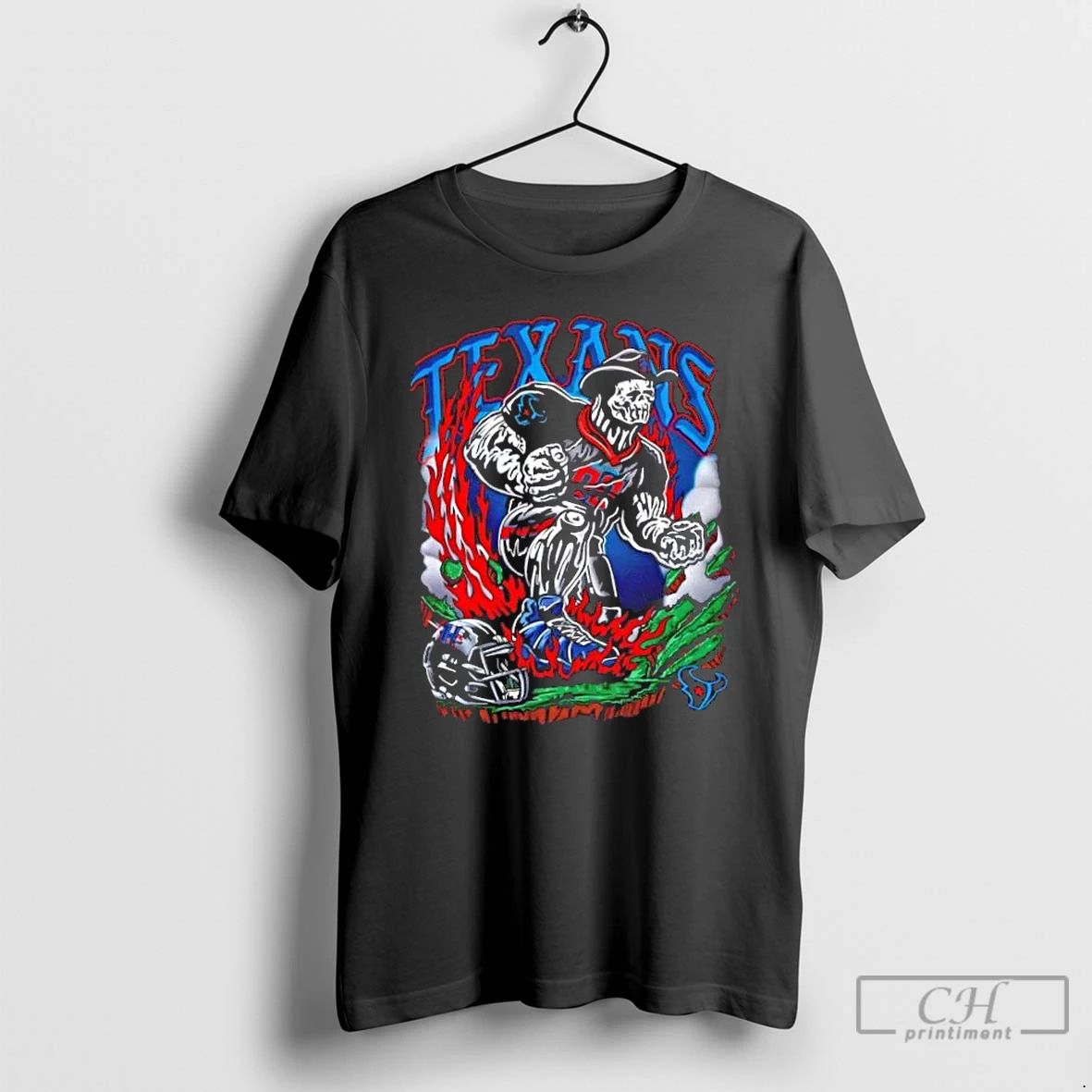 Classic Big Houston Texans Football Fire Graphic T Shirts