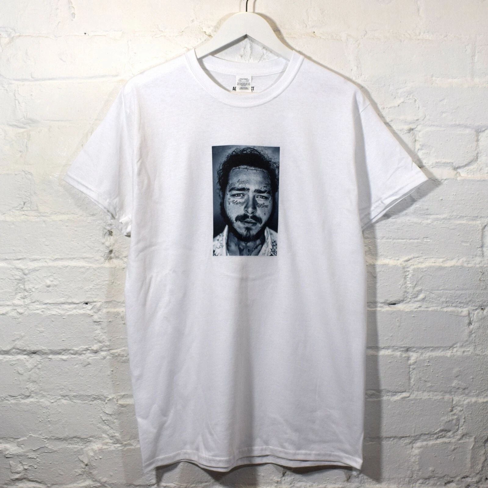 Actual Fact Post Malone BW Printed White T-shirt Tee