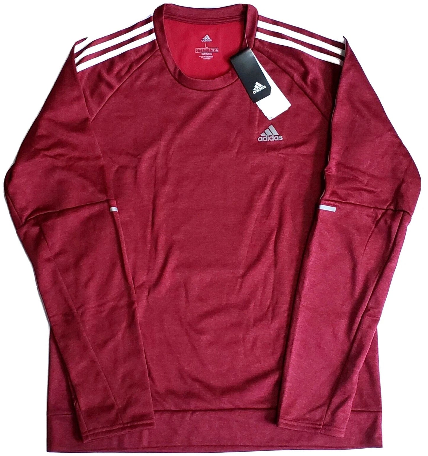 Adidas Men's Sweatshirt Pullover Shirt Large Red Athletic Reflective Climawarm