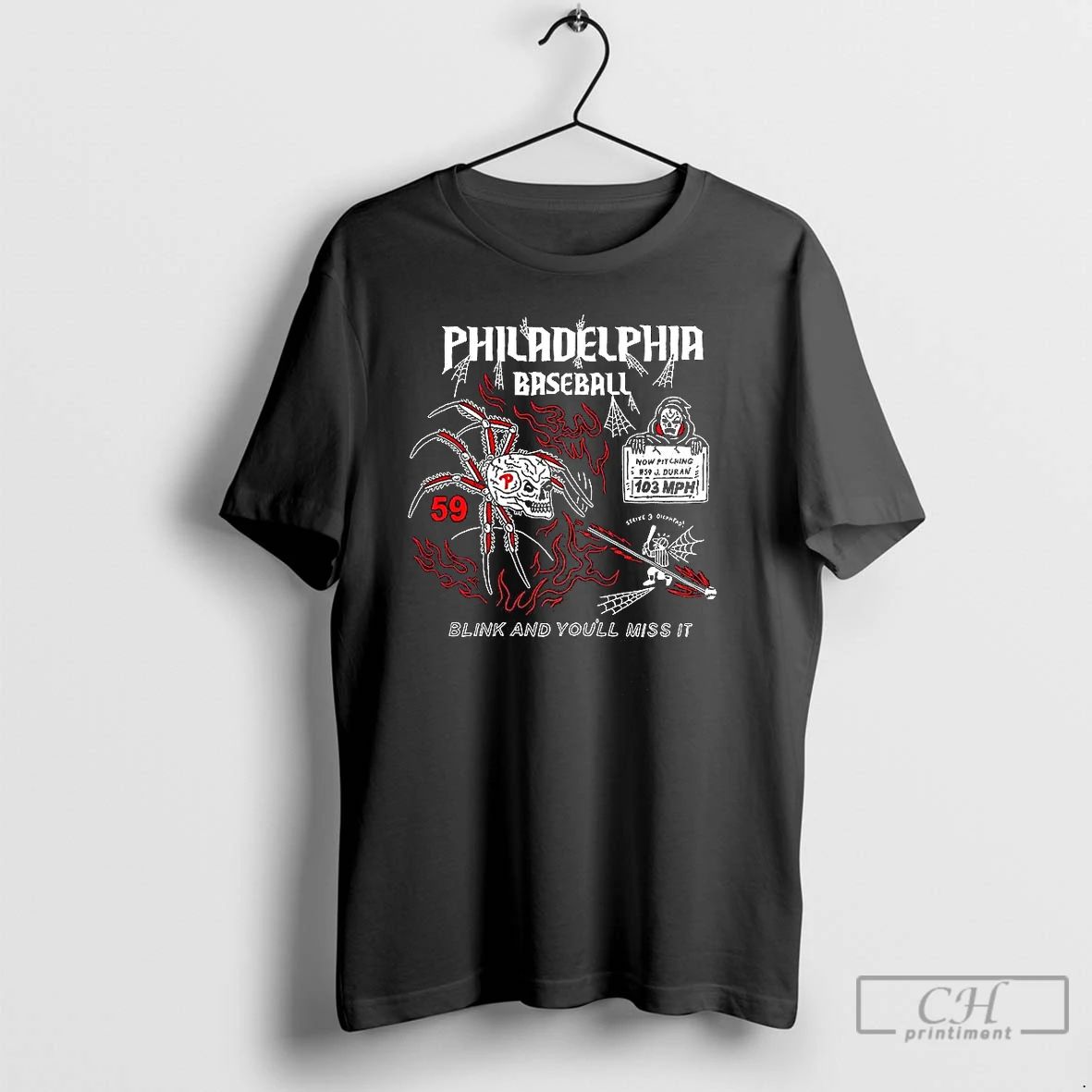 Classic Jhoan Duran Philadelphia Phillies Baseball Durantula Blink And Youll Miss It Halloween T Shirts