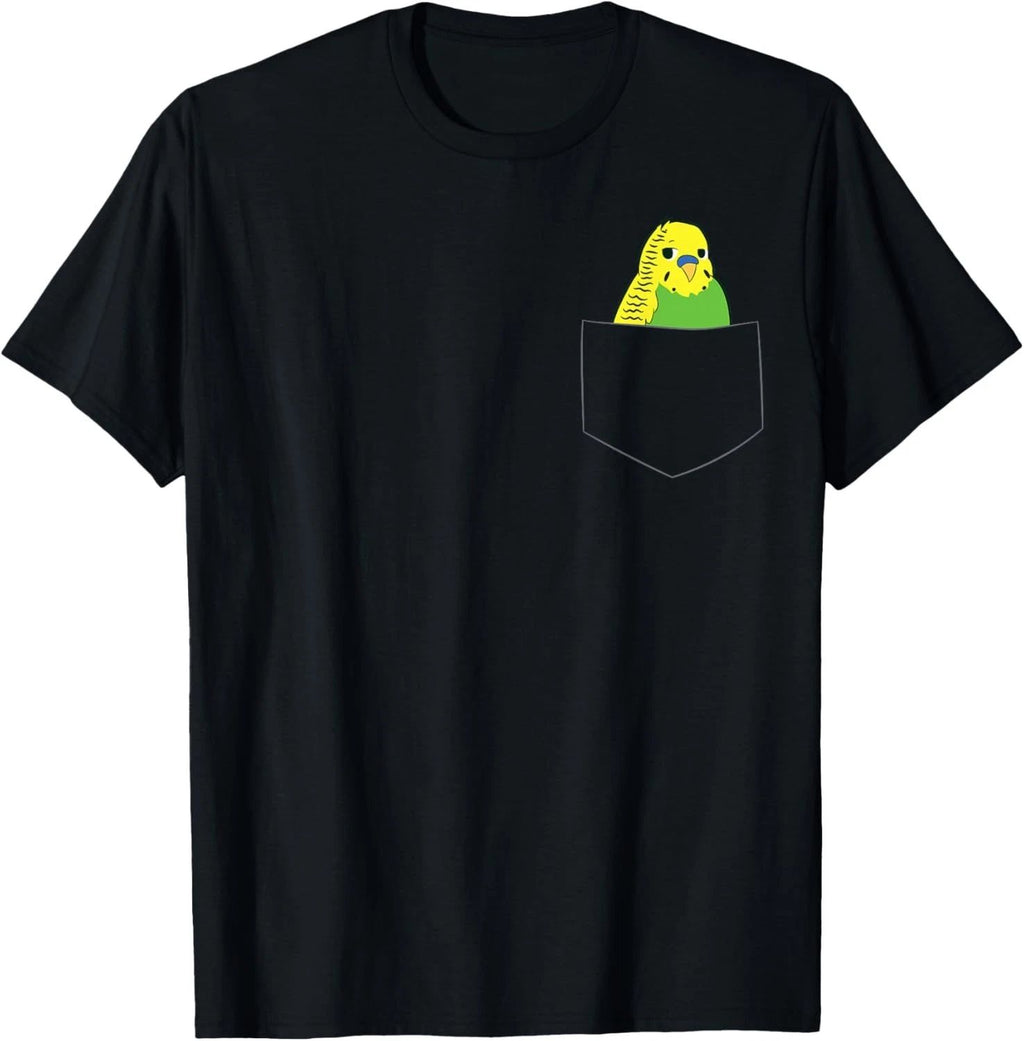 Cute Parakeet in Pocket Budgie Bird Graphic T-Shirt for Bird Lovers Gift
