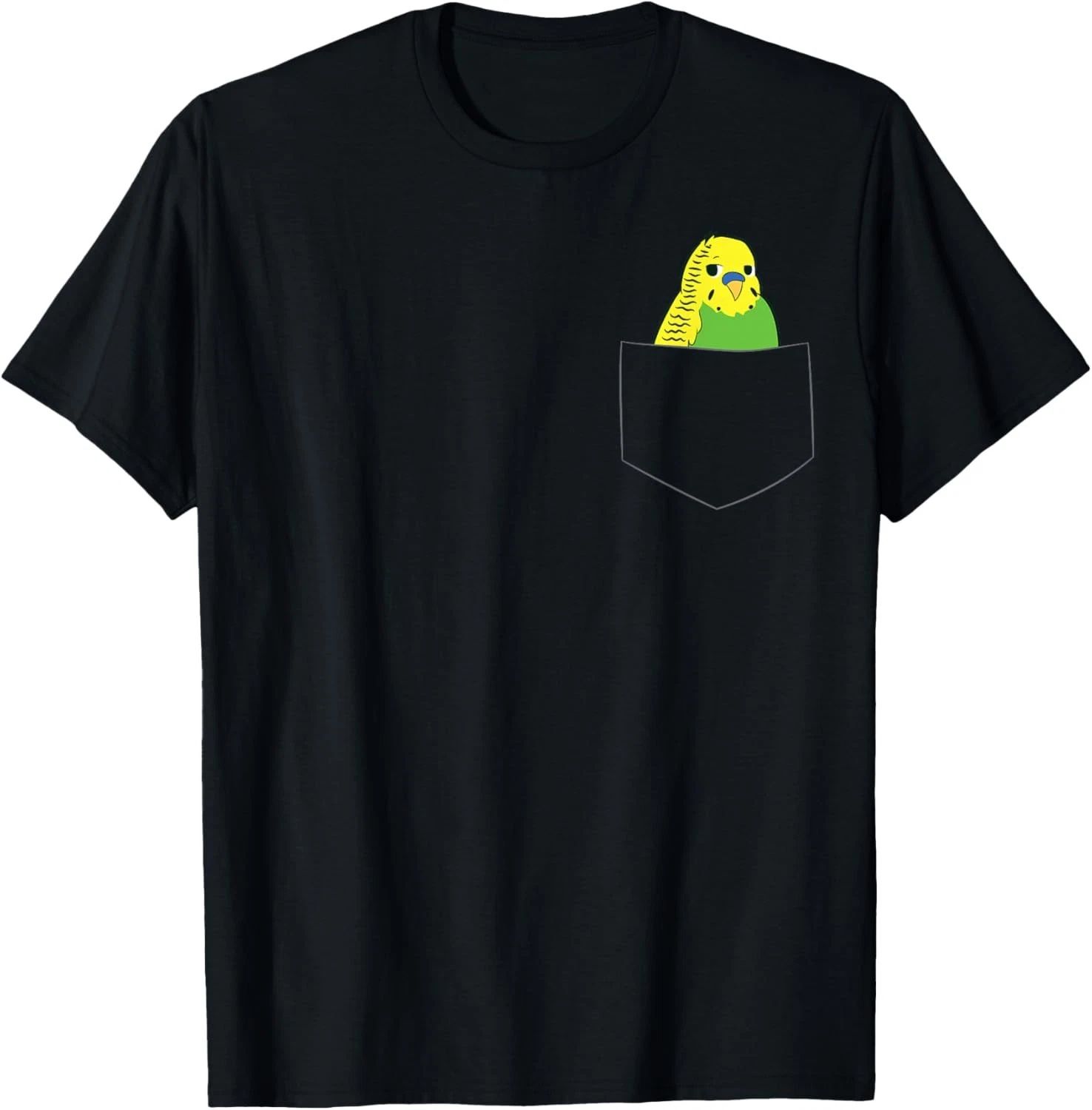 Cute Parakeet in Pocket Budgie Bird Graphic T-Shirt for Bird Lovers Gift
