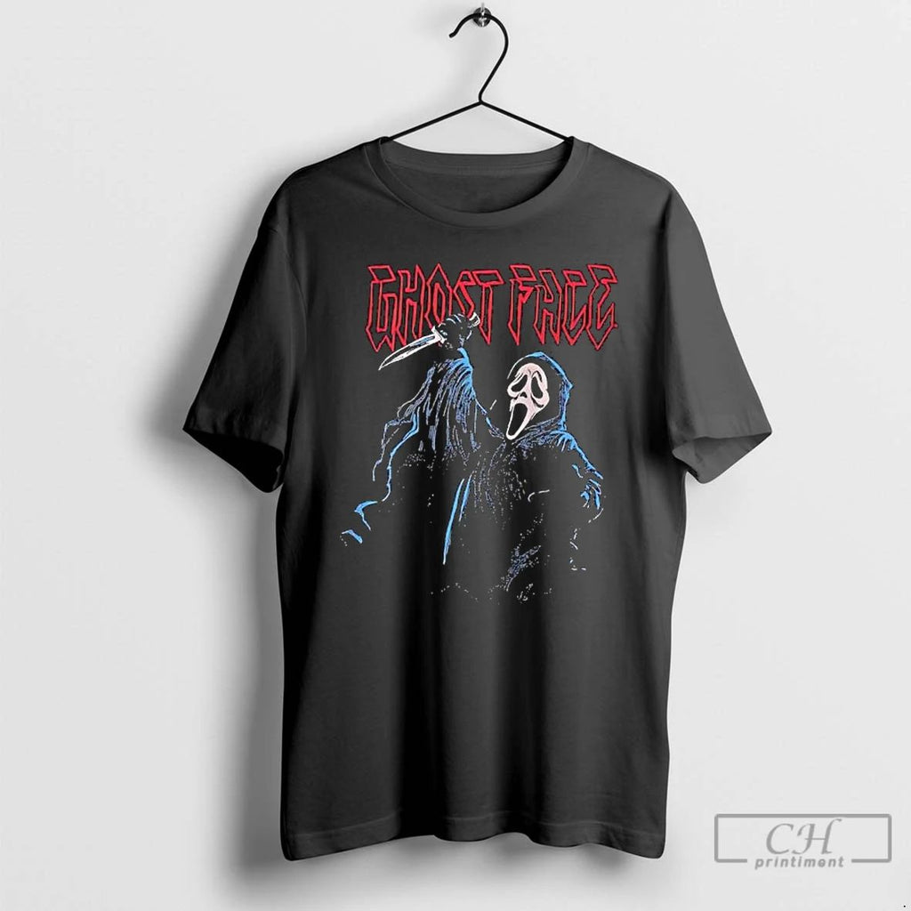 Premium Ghost Face Jumbo Print Metal Graphic T Shirts