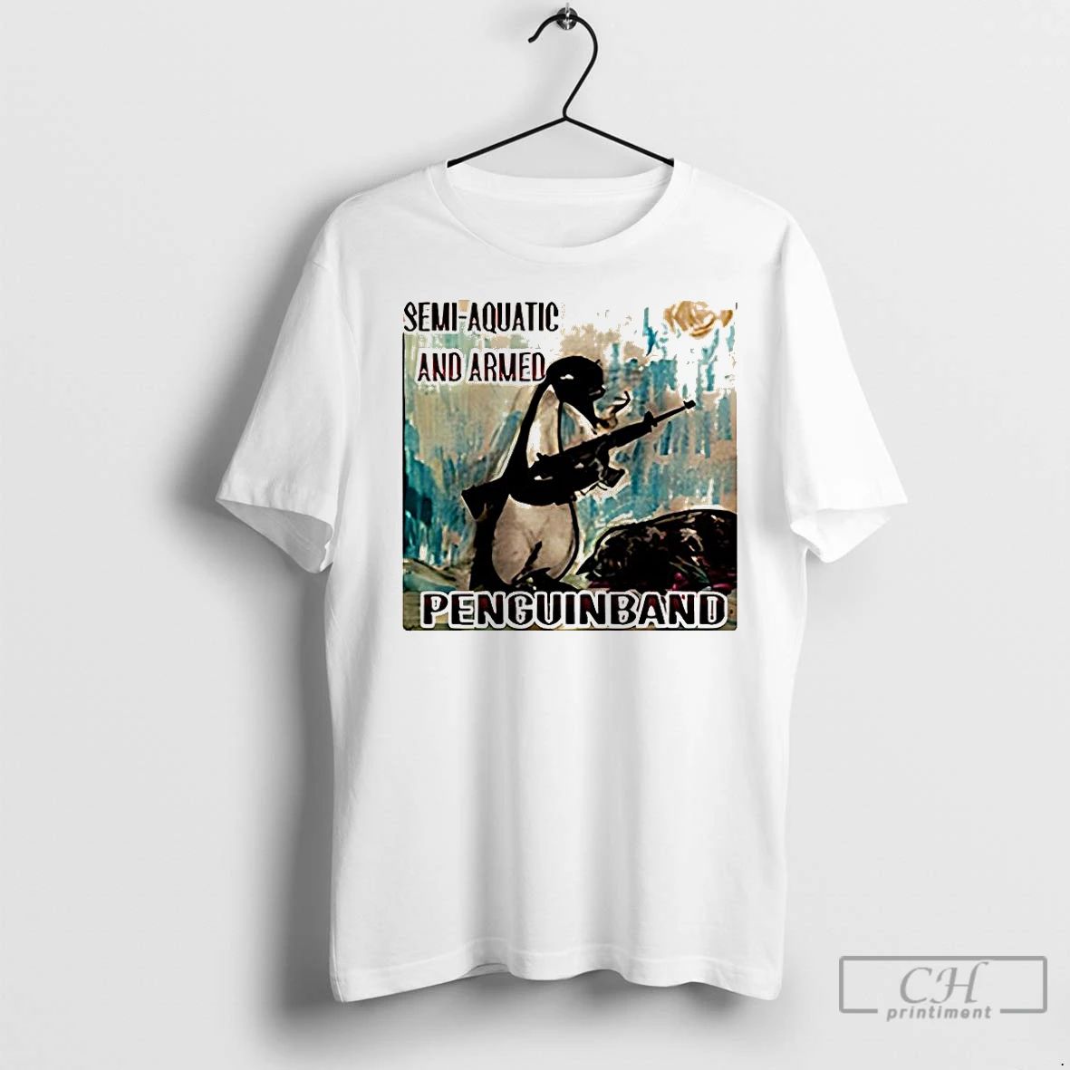 Premium Semi Aquatic And Armed Penguin Band Music Lover