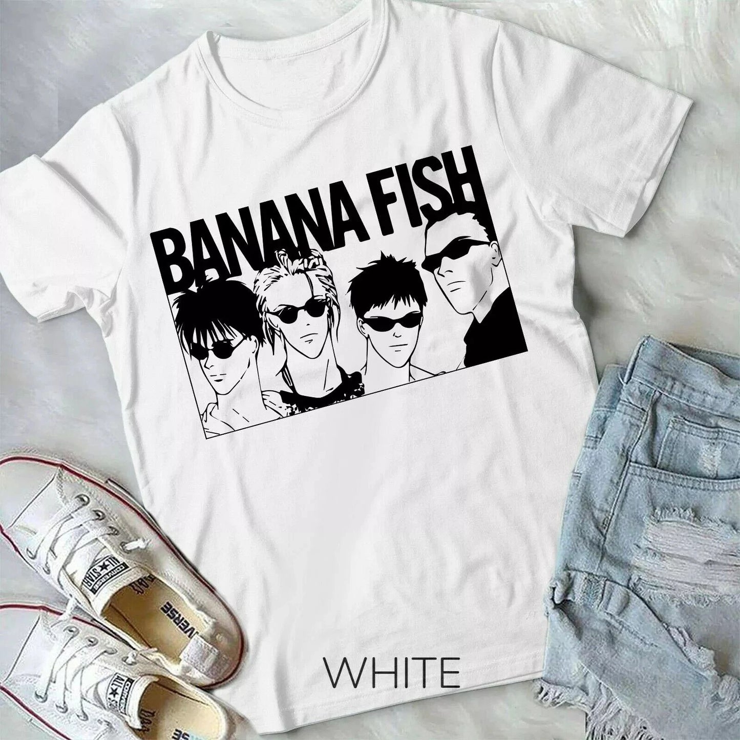 Banana Fish,Eiji Okumura, Ash Lynx,Okumura,Anime Aesthetic,kawaii T-Shirt White