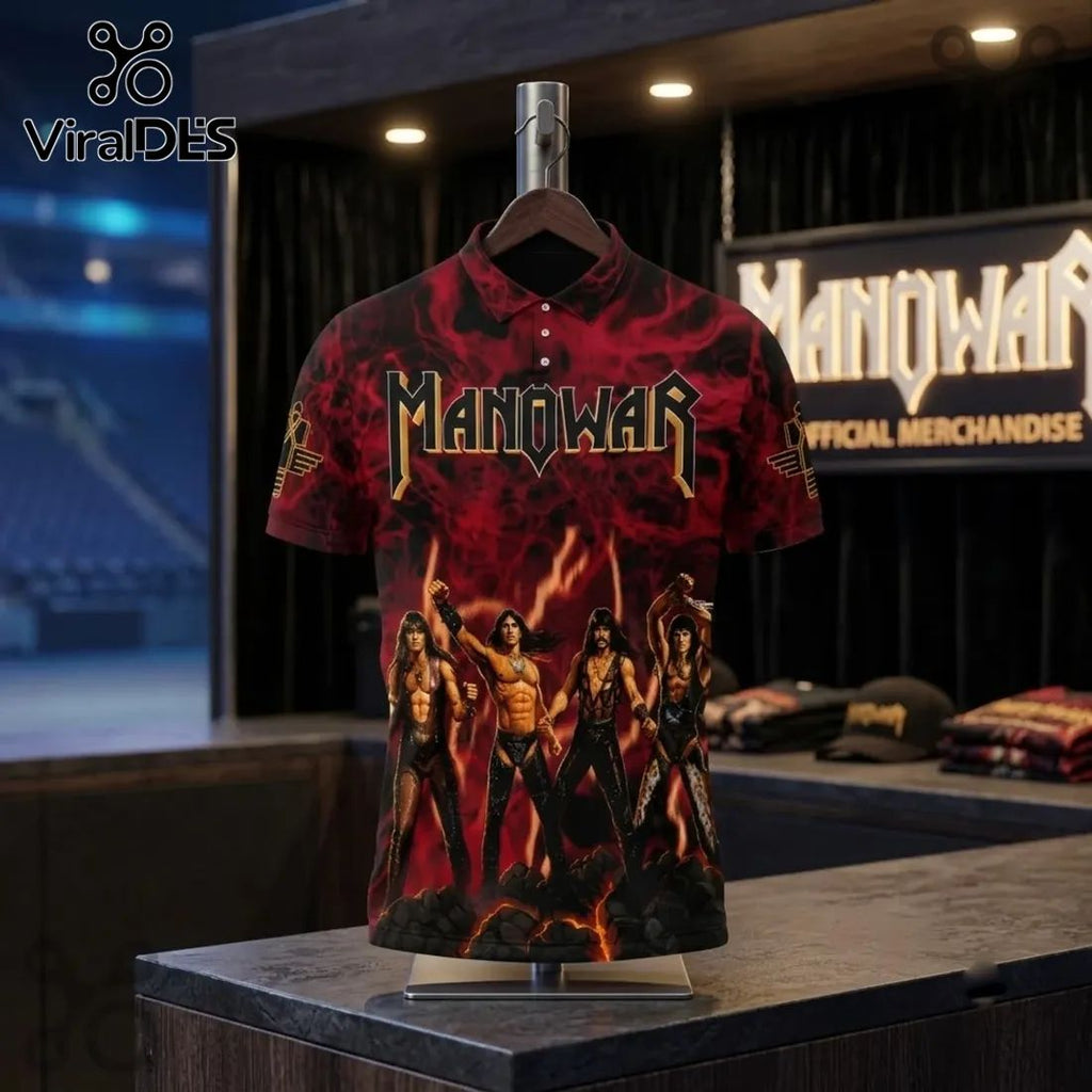 Manowar Red Flame World Tour 2027 Polo Shirt