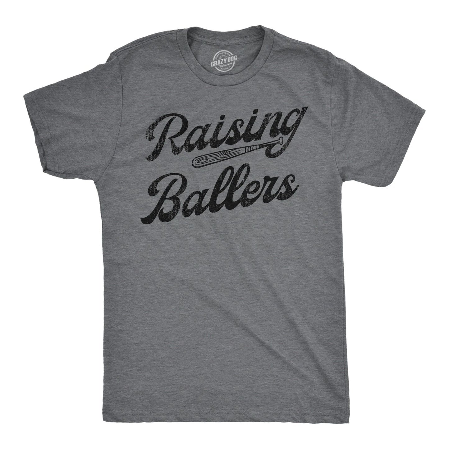 Mens Funny T Shirts Raising Ballers Sarcastic Baseball Graphic Tee for Men