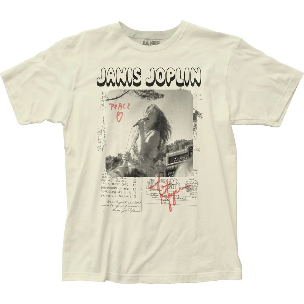Janis Joplin Peace Mens T Shirt Music Classic Concert Rock Band Tee New Natural