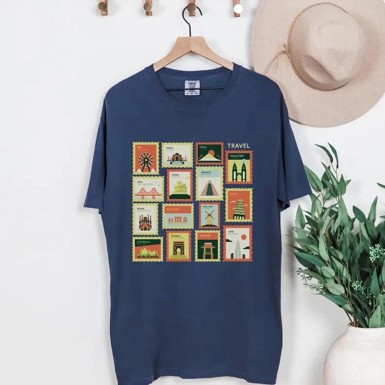Travel Stamp Wanderlust Comfort Tee Unisex Travel Gift Shirt Soft