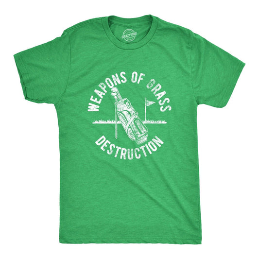 Mens Weapons Of Grass Destruction T Shirt Funny Golf Clubs Sarcastic Tee