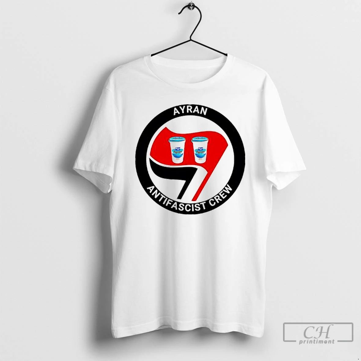 Classic Ayran X Antifascist Crew Turkish Yogurt Drink Logo T Shirts