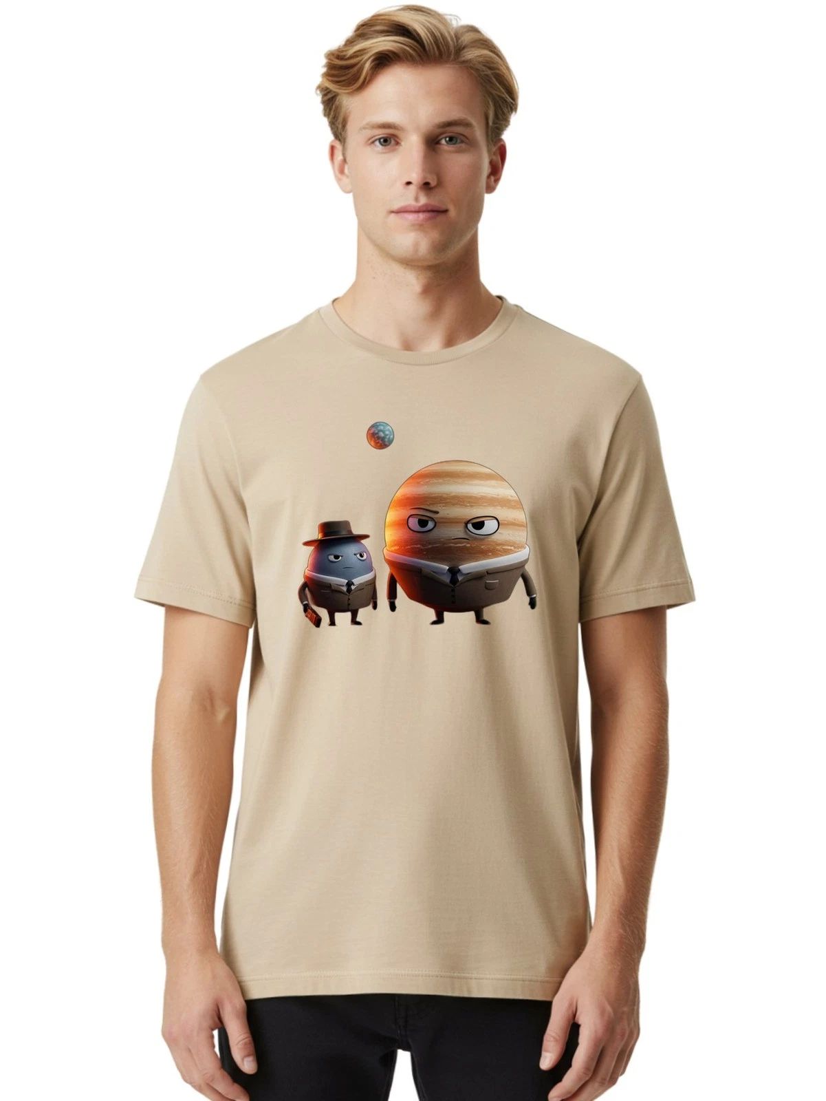 Jupiter-And-Earth Mens Graphic Tee, 100% Cotton, Casual Summer Wear