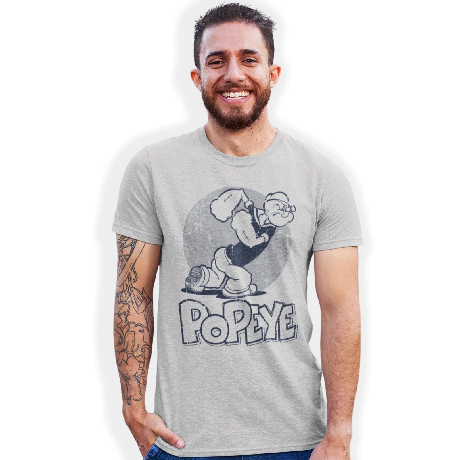 Popeye the Sailor Hand Printed T-Shirt: Cartoon Comic Strip Design Birthday Gift