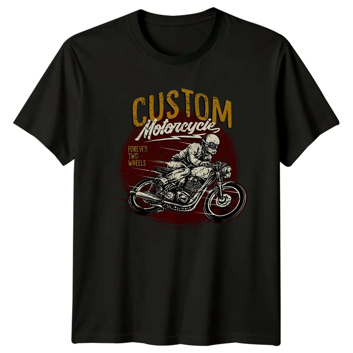 Custom Motorcycle Forever Two Wheels Vehicle Mens T-Shirt Womens Tee Graphic Top