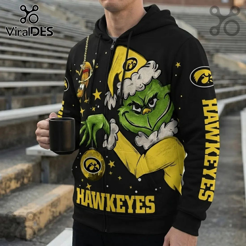 Iowa Hawkeyes Grinch Christmas Holiday Hoodie