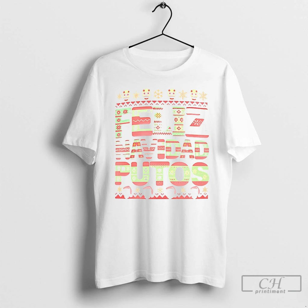 Premium Feliz Navidad Faux Knit Ugly Christmas Sweat T Shirts