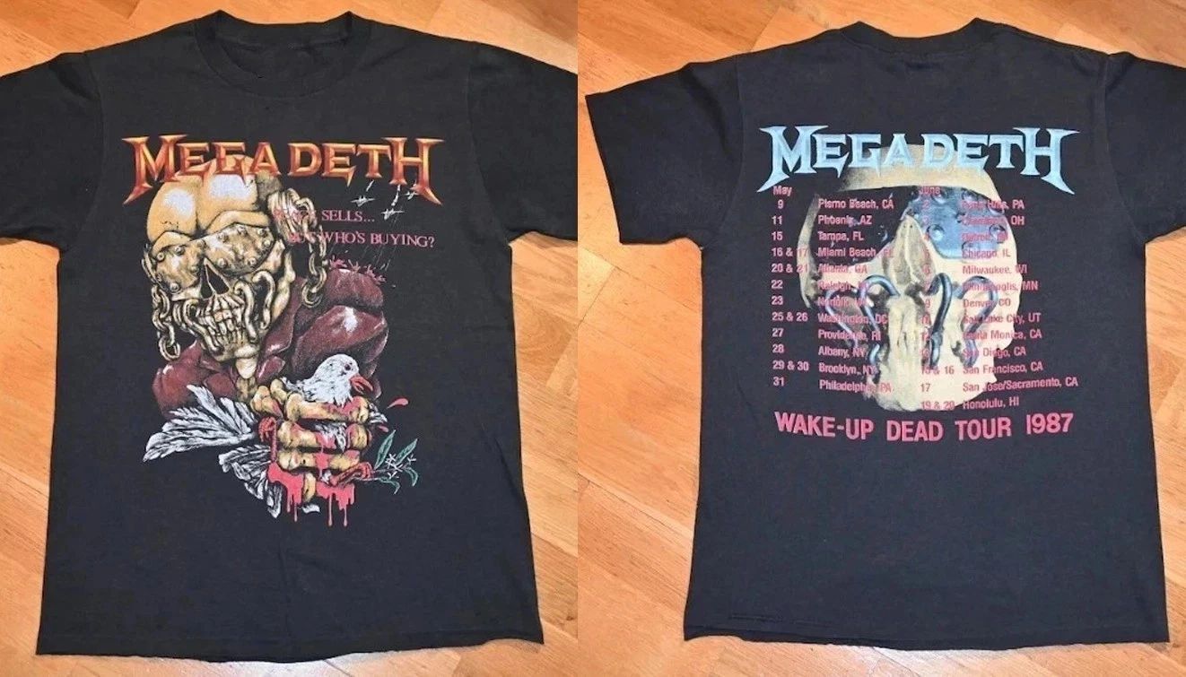 Rare Hot MEGADETH vintage 2 Sides Metal Band Black S to 5XL Tee Shirt CL800