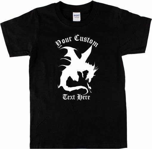 Personalised Custom Printed Dragon T-Shirt - Medieval Fantasy, Various Colours