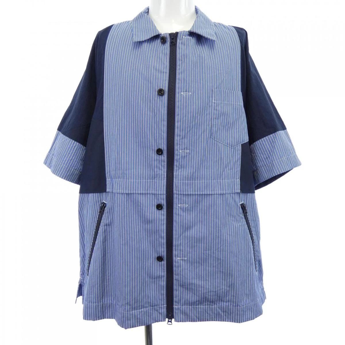 Sakai SACAI S/S Shirt Navy White Size 3 Used MidLength Stylish
