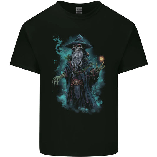 Fantasy Wizard Warlock Skull Mens Cotton T-Shirt Tee Top