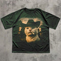 Funny Cowboy Cat T-shirt, Meme Shirts, Cats Lover Gift, Gag Gifts, Comfort Color