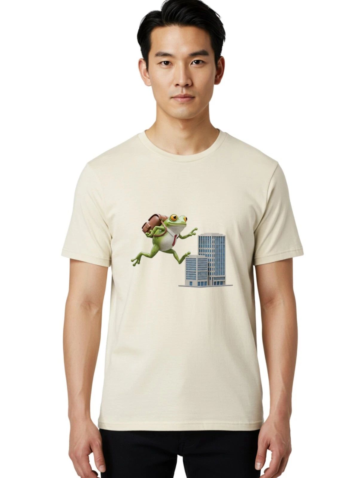 Frog-With-Backpack Mens Graphic Tee, 100% Cotton, Casual Summer Wear