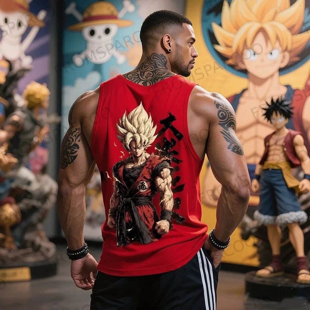 Ball Goku Anime Printed Pure Cotton Tank Top American Men's and