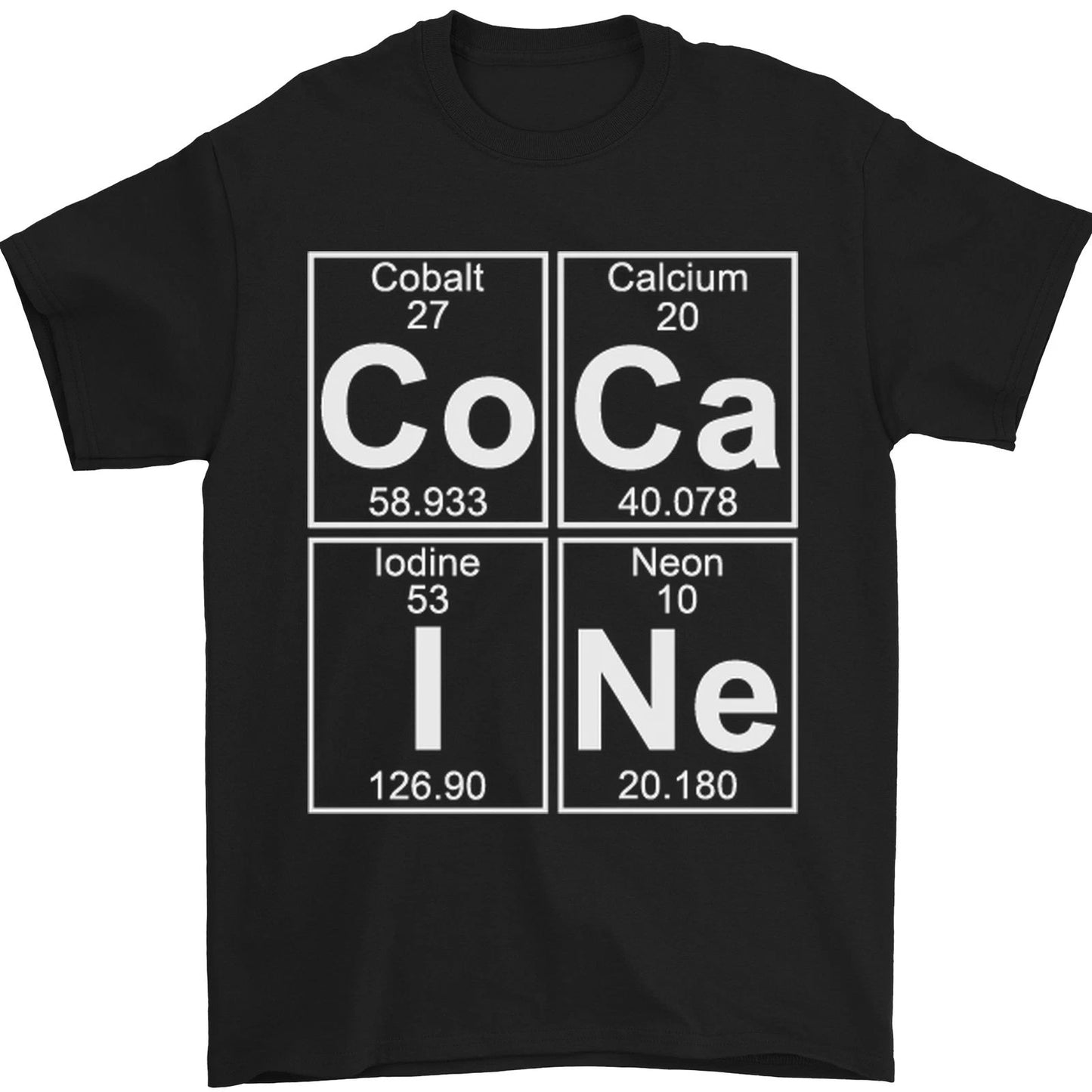 Cocaine Periodic Table Funny Drug Culture Mens T-Shirt 100% Cotton