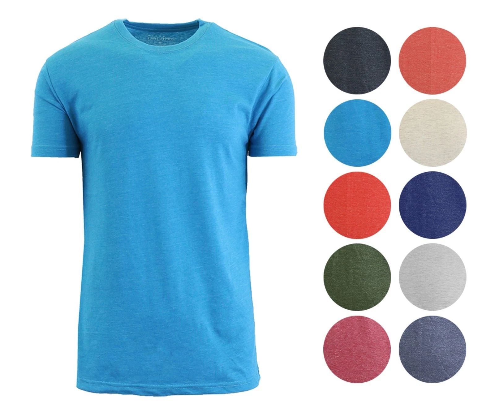 Mens Crew Neck T-Shirts Heathered S/S Fitted Premium Quality Undershirt Gym NWT