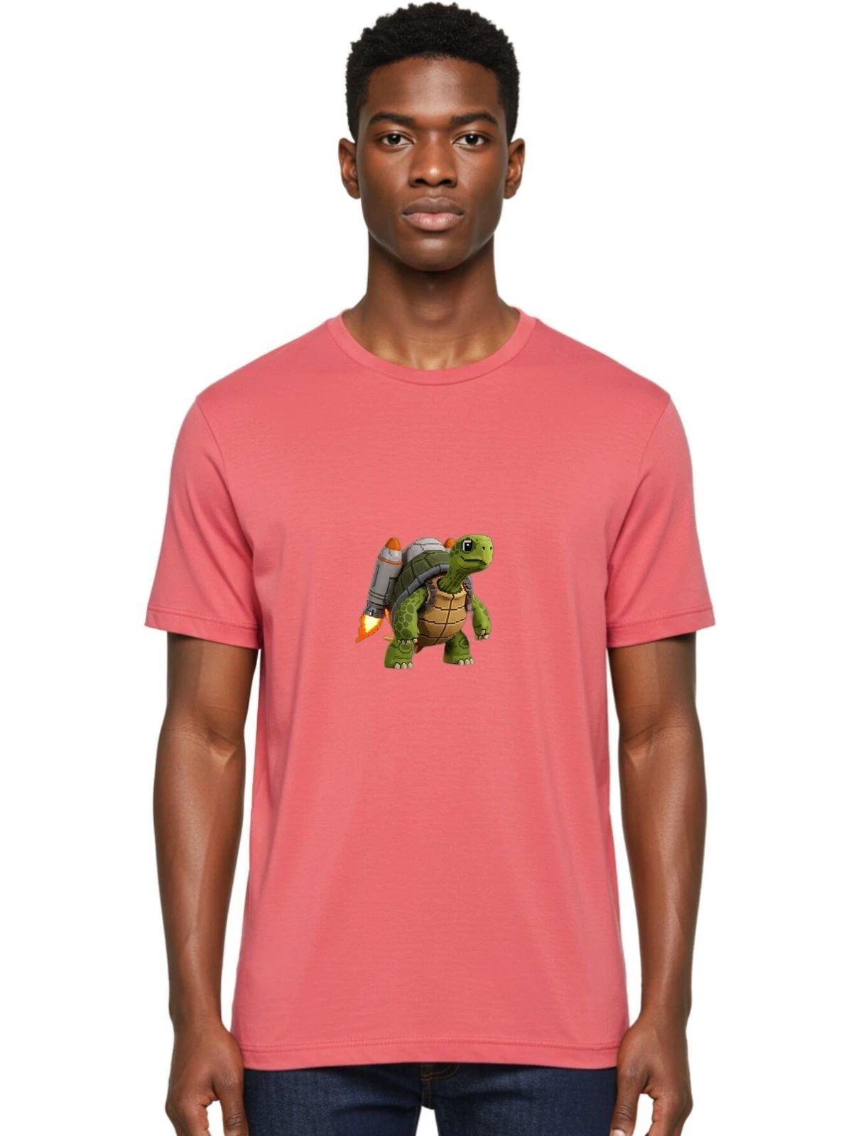 Turtle-Rocket-1 Mens Graphic Tee, 100% Cotton, Casual Summer Wear