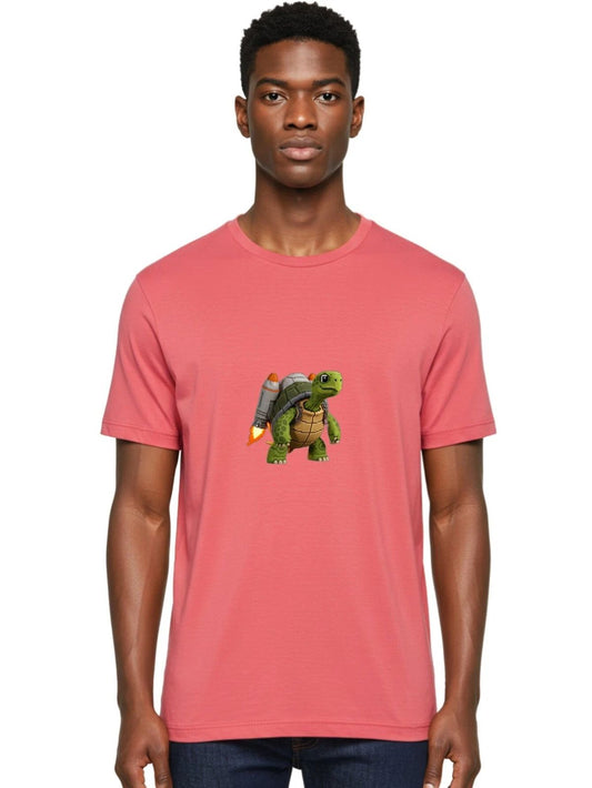 Turtle-Rocket-1 Mens Graphic Tee, 100% Cotton, Casual Summer Wear
