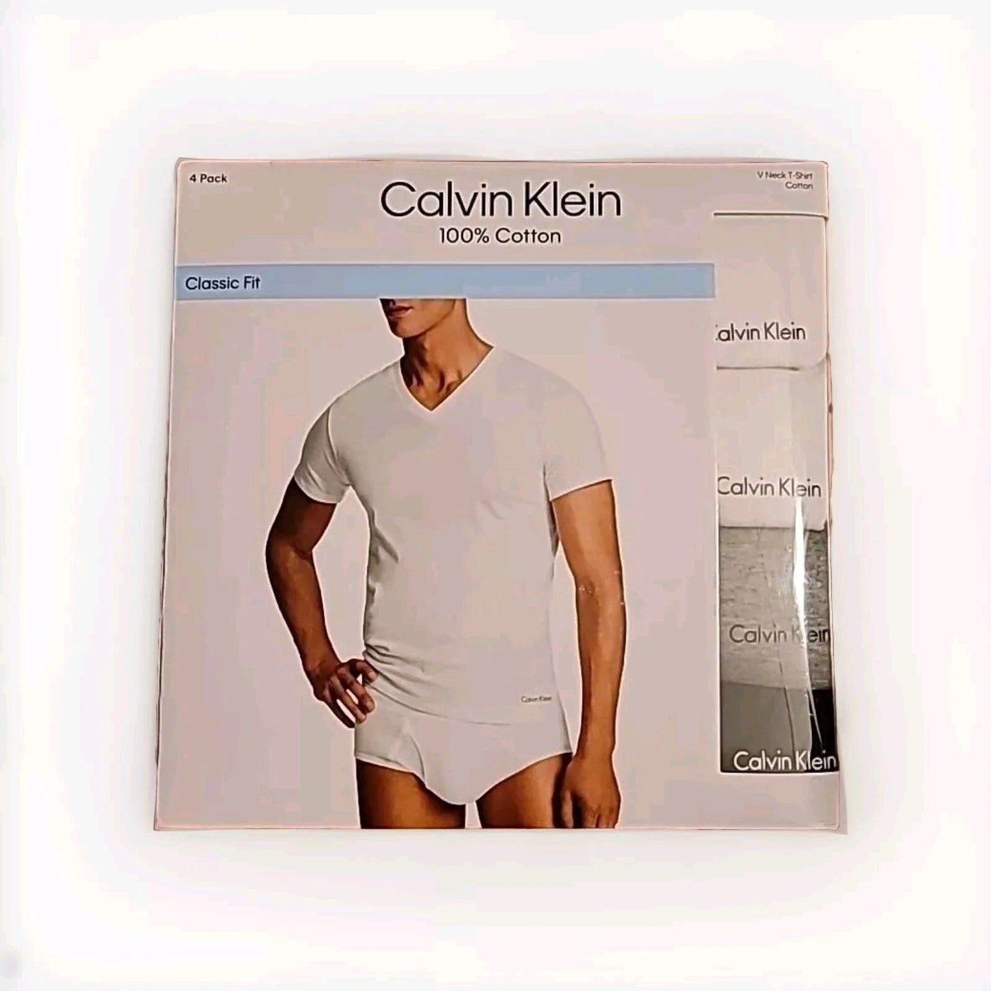 Calvin Klein Classic Fit V-Neck T-Shirts 4Pk Multicolor 100% Cotton Medium. NEW