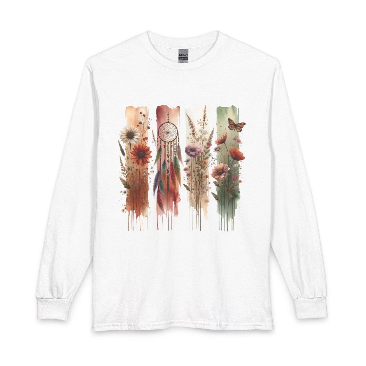 Boho Dreamcatcher Floral Print long sleeve shirt | Wildflowers, Butterflies