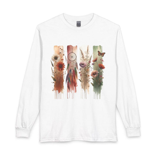 Boho Dreamcatcher Floral Print long sleeve shirt | Wildflowers, Butterflies