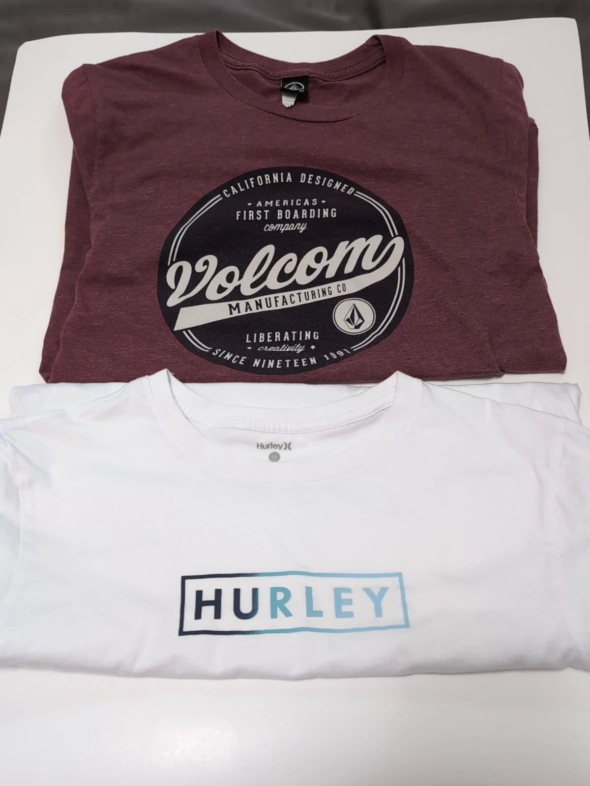 2 Surf/Skate Brand T-shirts, Hurley And Volcom Size Small