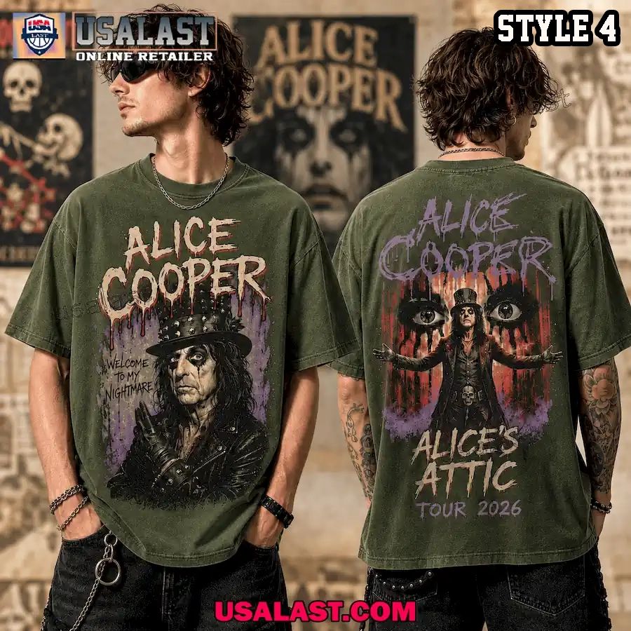 Alice Cooper Alice’s Attic Tour 2026 Vintage Horror Graphic 3D T-Shirt